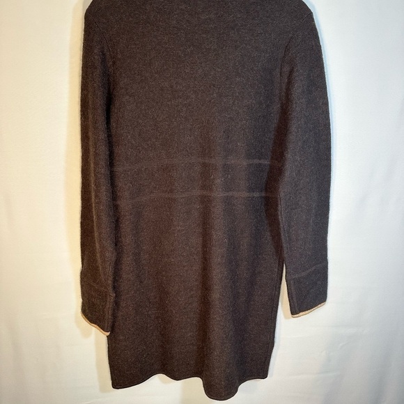 Liz Claiborne 100% Wool Brown Long Sleeve Knee Length Knit Sweater Cardigan S - Picture 4 of 11